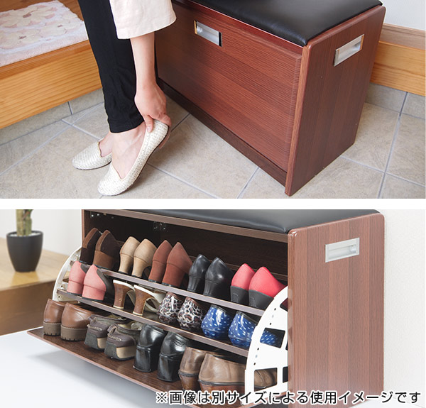 玄関ベンチ 幅64cm 収納棚付き ( 玄関 ...の詳細画像3