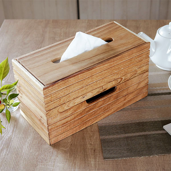 ちどり産業 ティッシュケース 木製 2段 収納 おしゃれ （ ティッシュ