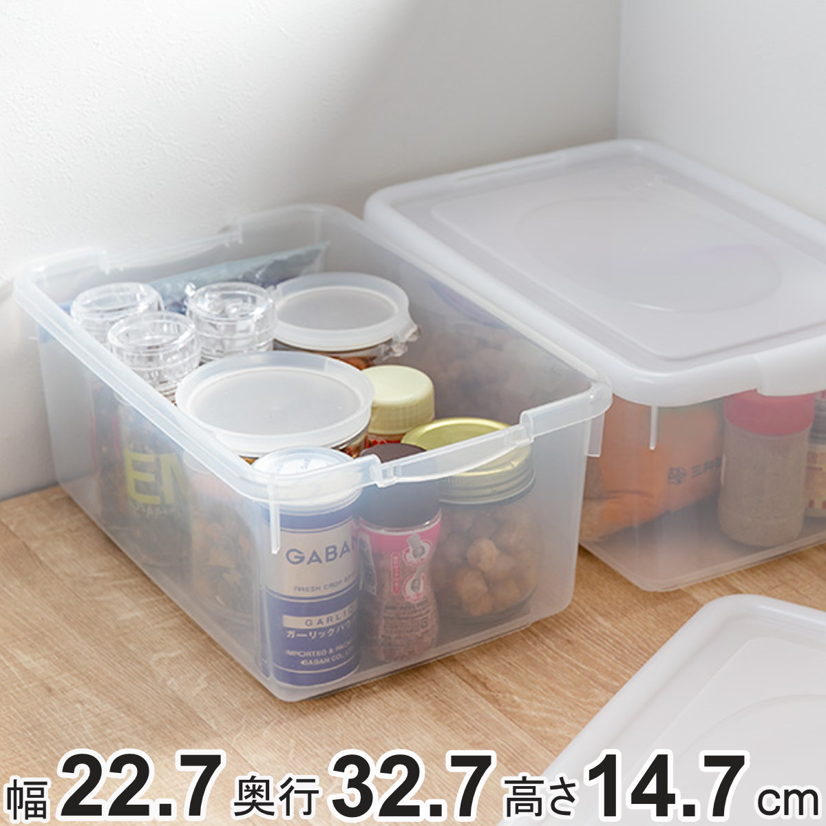 サンコープラスチック 収納ケース 幅22.7×奥行32.7×高さ14.7cm フタ