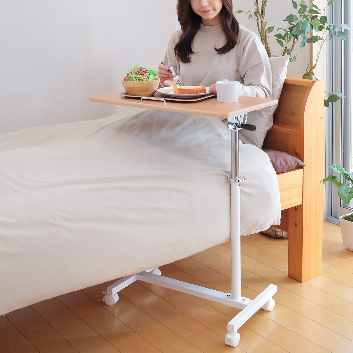 高さ調整可能 サイドテーブル サイドテーブル 高さ64〜98.5cm 角度調整 高さ調整 キャスター付き