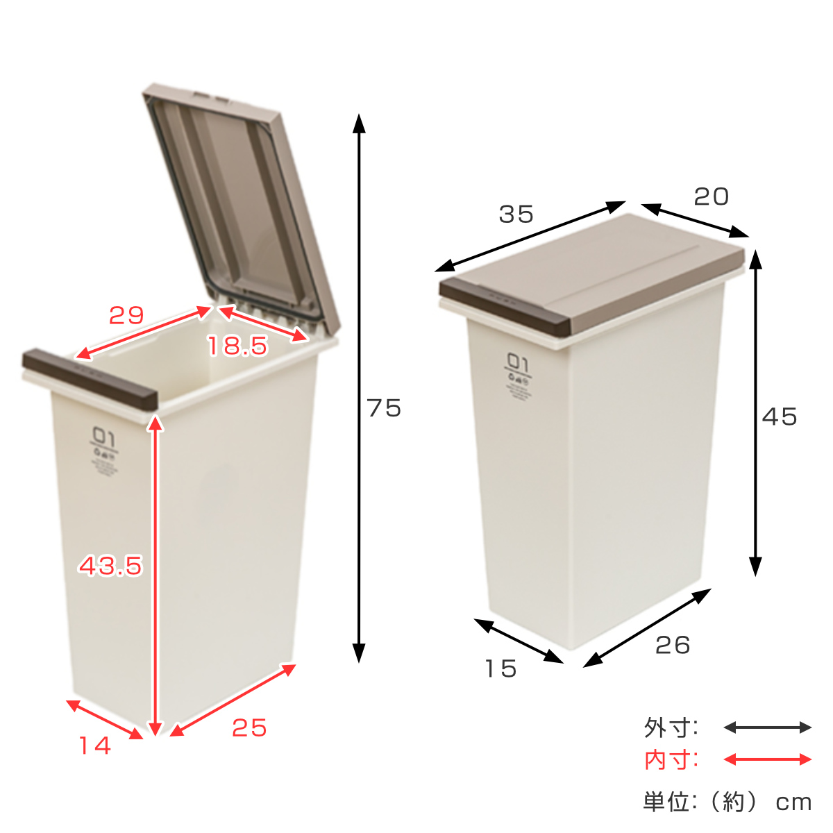 アスベル（ASVEL） ゴミ箱 分別 3分別 20L 防臭 密閉 分別ゴミ箱 横型