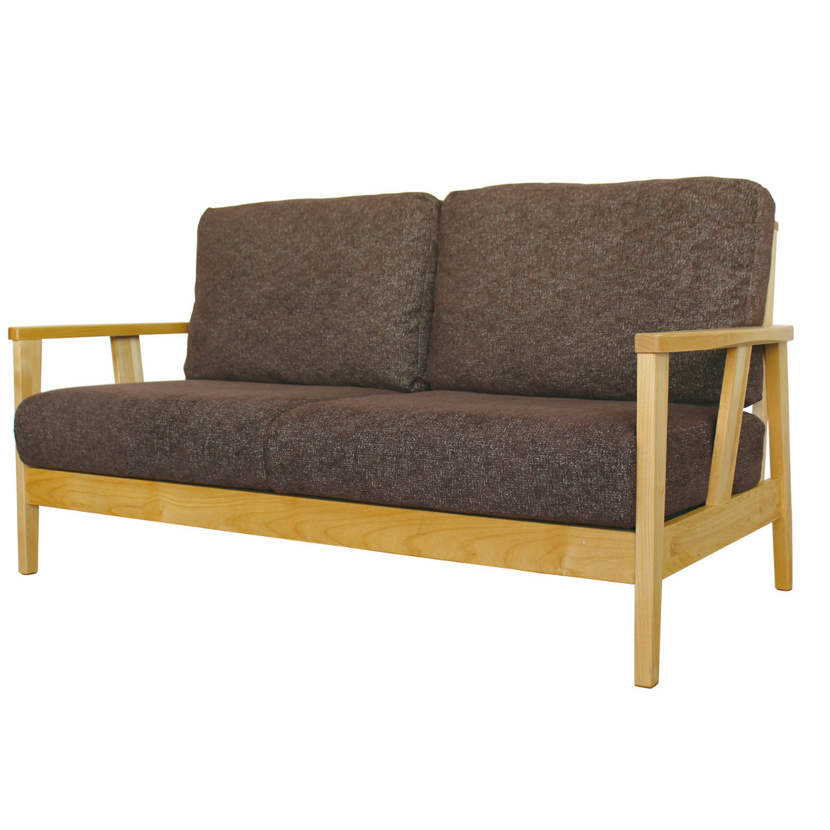 ソファ 2人掛け 2.5人掛け 幅155cm 布張り ナチュラル色フレーム （ 開