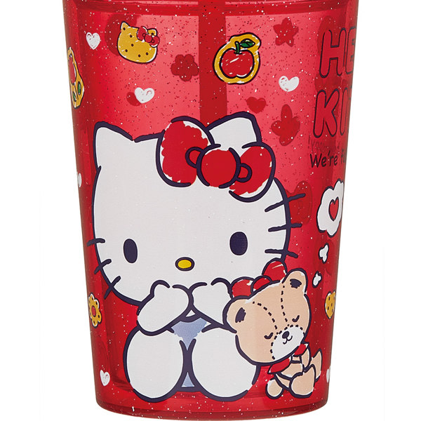 タンブラー ストロー付き 300ml ハローキティ 二層構造 プラスチック製