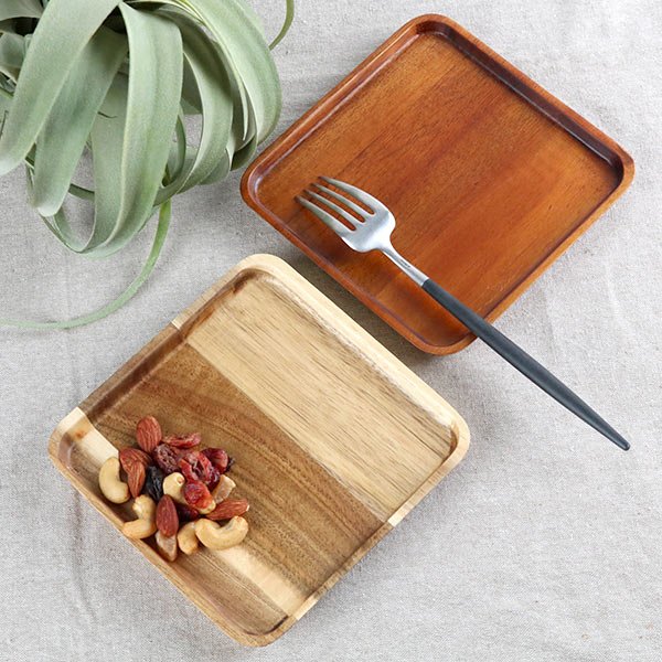 プレート 15cm S スクエア カフェ 皿 食器 木製食器 天然木 （ 木製 中