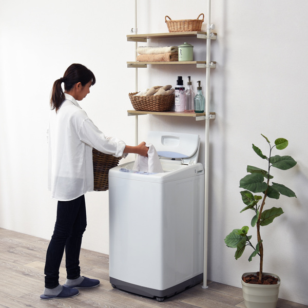 HAGiHARA（萩原） ランドリーラック 突っ張り 幅70cm 棚板3段