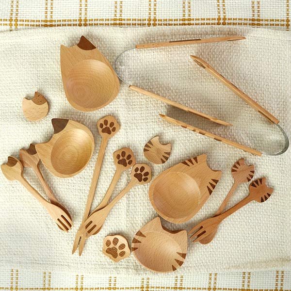 スプーン 13cm Mio ネコ カトラリー 食器 天然木 ビーチ （ ティー