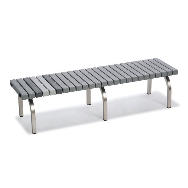 （法人限定） 業務用 ベンチ 幅150.3cm ホームベンチ ステン1500 灰色 組立 （ 屋外 屋内 イス 屋外ベンチ 屋内ベンチ 背なし ）