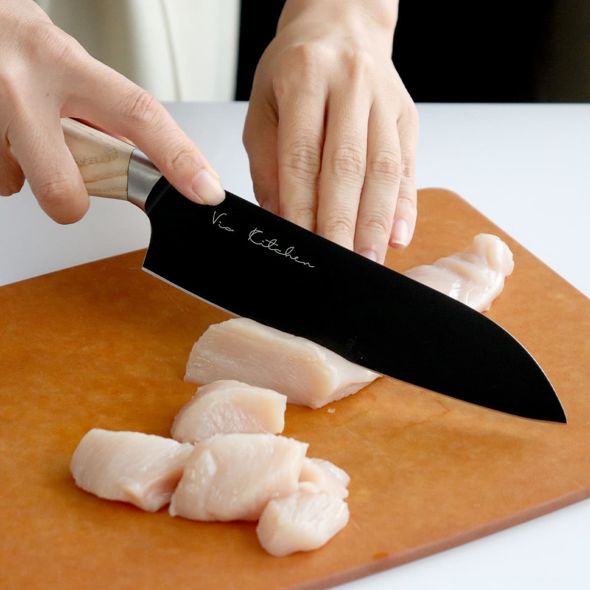 三徳包丁 17.5cm バイアキッチン ナチュラルブラック 木柄 日本製