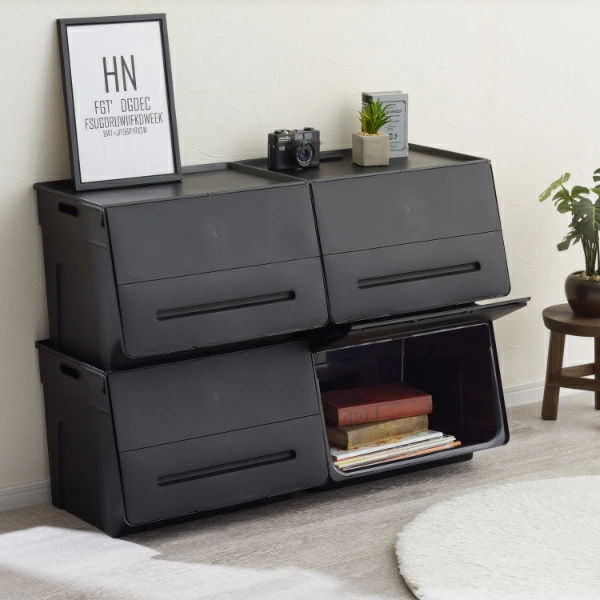 SANKA 収納ケース フタ付き 前開き ビッグエル 幅44.5×奥行34×高さ31cm