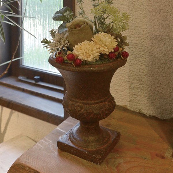 フラワーポット アンティーク風 タイプF 幅15×奥行15×高さ22cm （ グラスファイバー 鉢 植木鉢 フラワー ポット プランター ）