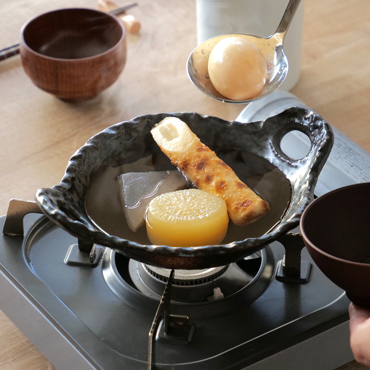 民芸陶板 黒 6号 24cm 陶器 萬古焼 （ 食洗機対応 電子レンジ対応