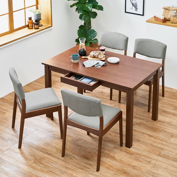 ダイニングテーブル 幅120cm 引き出し付き 天然木 木製 テーブル 机