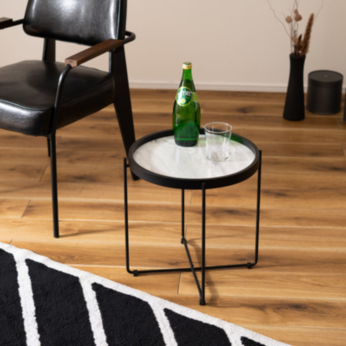 東谷 サイドテーブル 幅42cm トレー テーブル 折りたたみ 収納 お盆 丸