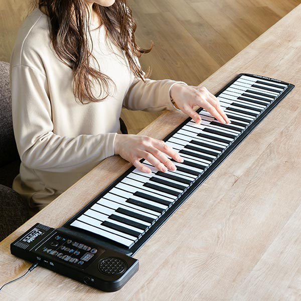 ピアノ 電子ピアノ コンパクト 61鍵盤 ロールアップピアノ （ ロール