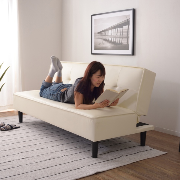 東谷 ソファベッド 幅183cm レザー調 3人掛け 三人掛け ソファ （ 開梱