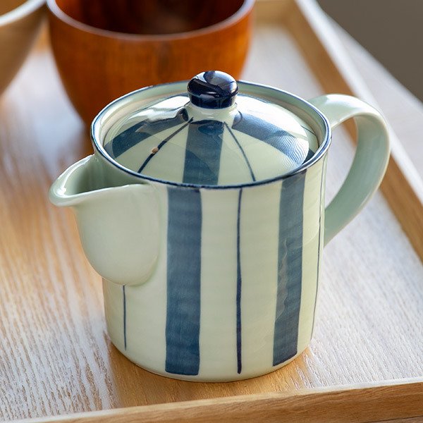 切立ポット 400ml 染十草 茶こし付き 急須 ポット ティーポット 陶器