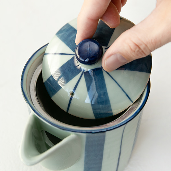 切立ポット 400ml 染十草 茶こし付き 急須 ポット ティーポット 陶器