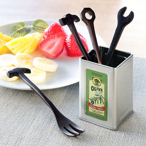 フォーク 14cm スパナ 工具 天然木 木製 シタン 籐芸 （ ケーキ