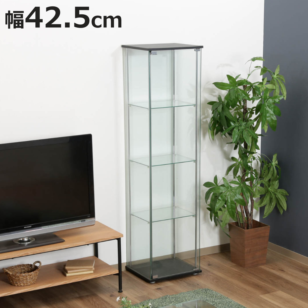 ショーケース 幅42.5cm 4段 コレクションケース ガラス製 （ コレクションキャビネット ガラスケース キャビネット ）