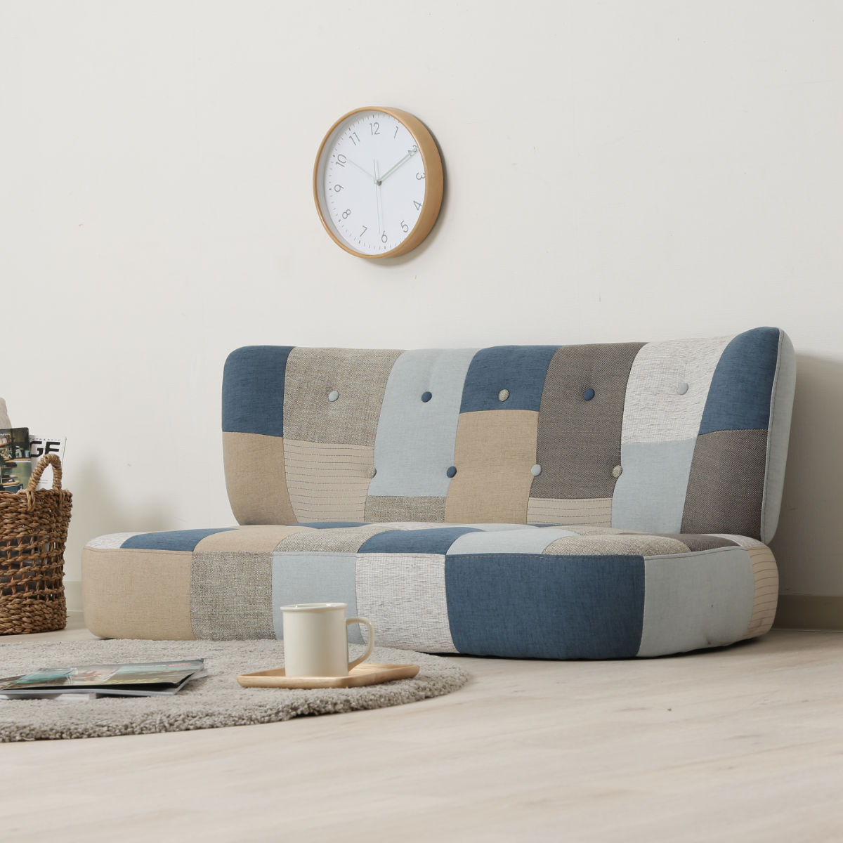 不二貿易（Fuji Boeki） ソファ 幅123cm 二人掛け 2人用 ボタン パッチ