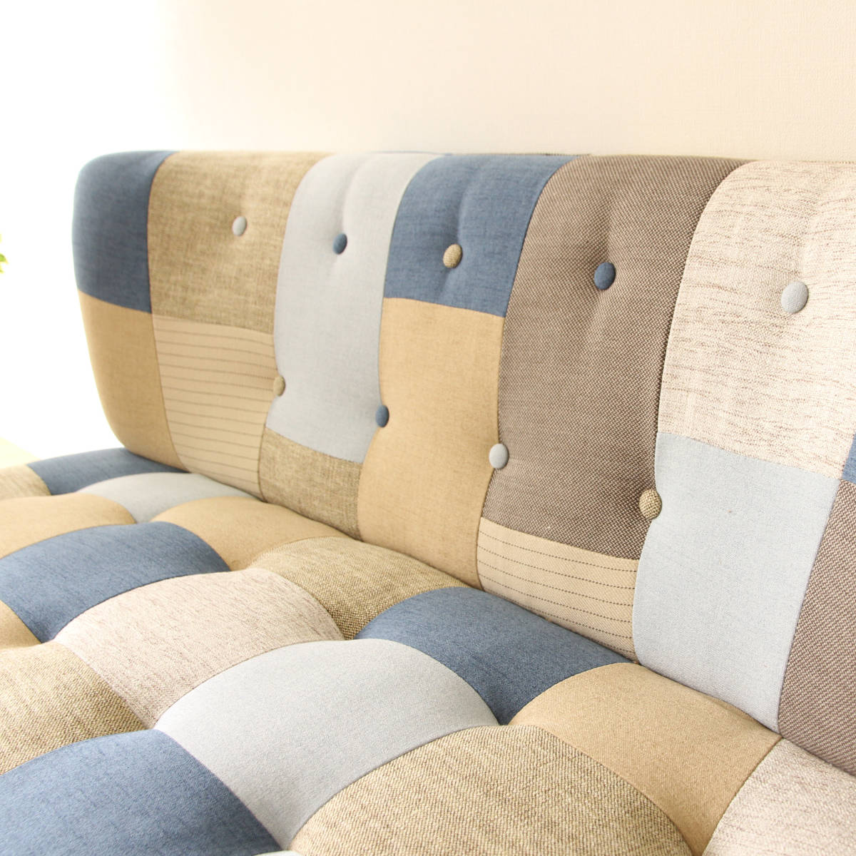 不二貿易（Fuji Boeki） ソファ 幅123cm 二人掛け 2人用 ボタン パッチ