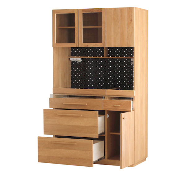 東馬（Tohma） 食器棚 北欧風 キッチンボード オーク材 幅105cm