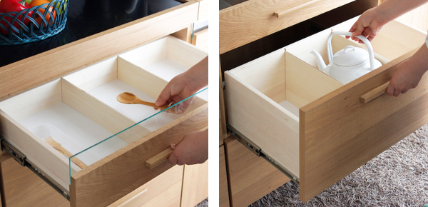 東馬（Tohma） 食器棚 北欧風 キッチンボード オーク材 幅105cm