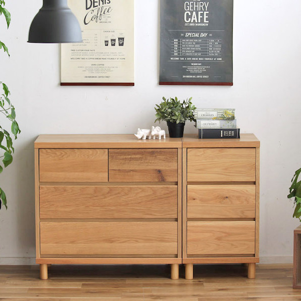 東馬（Tohma） チェスト 3段 北欧風 オーク材 約幅76cm （ リビング