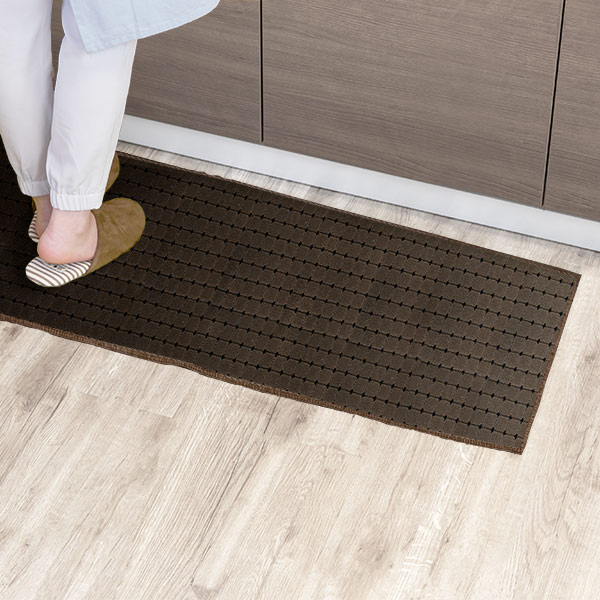 キッチンマット 1cm単位 オーダー 45×281〜300cm ドットスクア オーバーロック加工 （ 日本製 キッチン マット サイズオーダー 45cm ）の画像