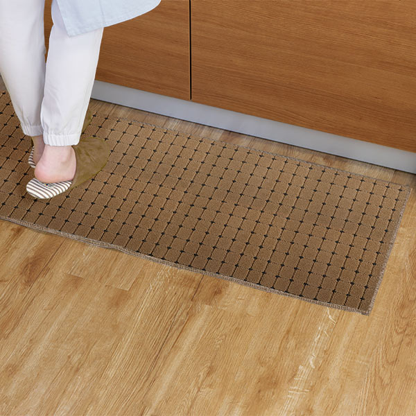キッチンマット 1cm単位 オーダー 45×281〜300cm ドットスクア オーバーロック加工 （ 日本製 キッチン マット サイズオーダー 45cm ）の画像