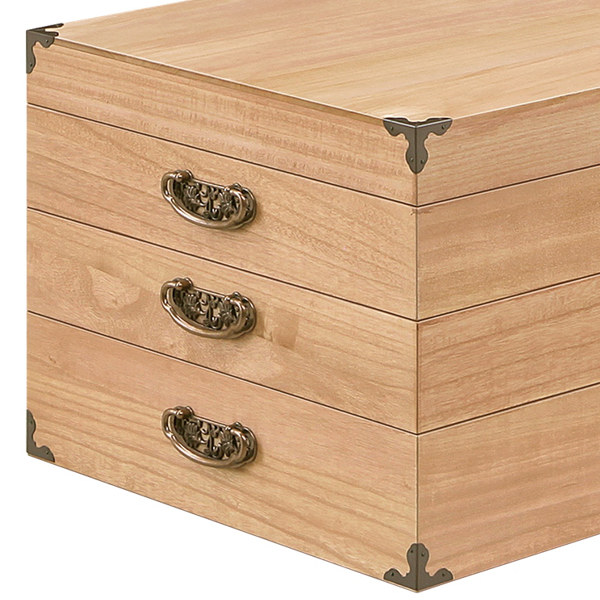 マーゼルン 衣装ケース 桐製 衣裳箱 柿渋染 3段 日本製 幅91cm （ 桐