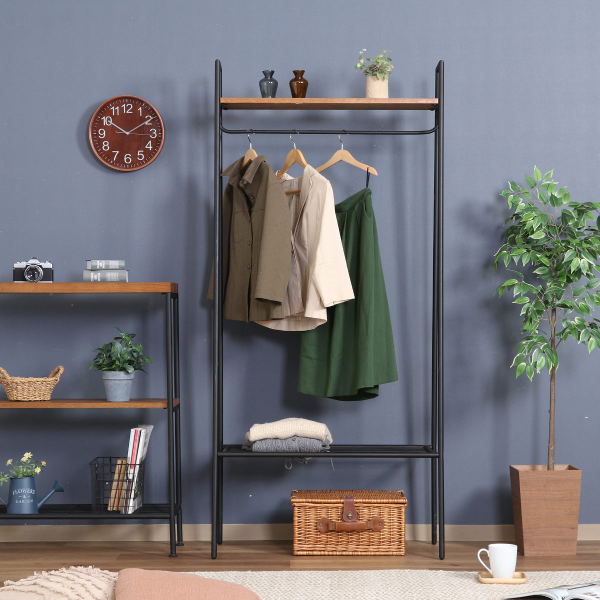 オーダーハンドメイド ブルックリン調ハンガーラック 不二貿易（Fuji Boeki） ハンガーラック 幅80cm スチール製