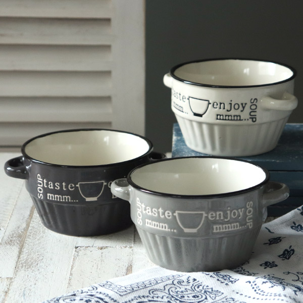 スープカップ 430ml enjoy 食器 洋食器 マグカップ 陶器 同色3個セット