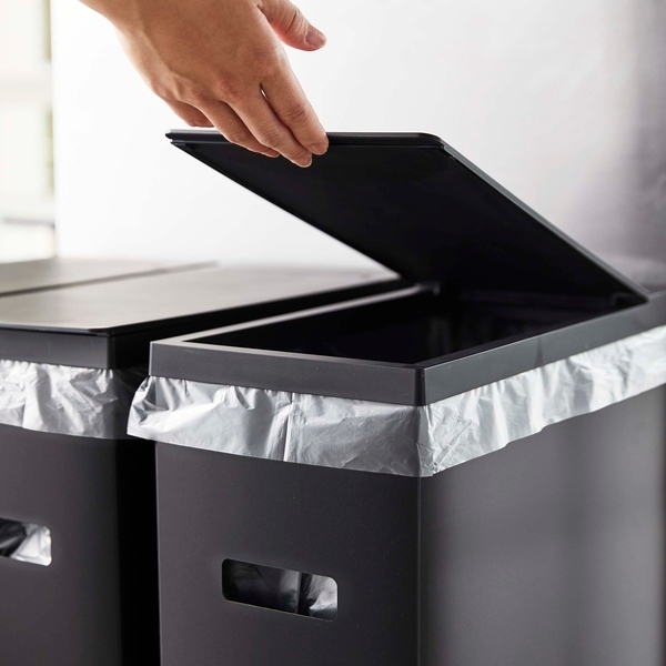 tower 特典付き 山崎実業 スリム蓋付きゴミ箱 タワー 2個組 WH＆BK