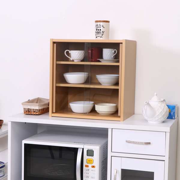 不二貿易（Fuji Boeki） ミニ食器棚 幅43cm 3段 カップボード ガラス