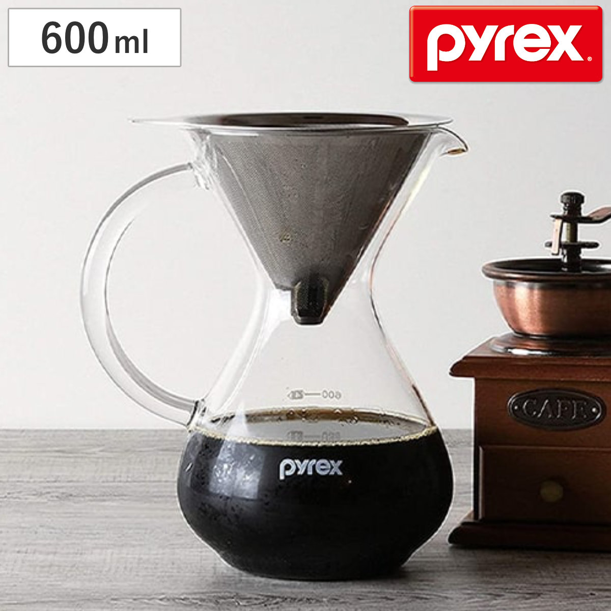 �R�[�q�[�T�[�o�[ 600ml Pyrex �p�C���b�N�X �X�e�����X�t�B���^�[�t�� �ϔM�K���X �i �d�q�����W�Ή� �R�[�q�[ �T�[�o�[ �K���X �t�B���^�[ �j