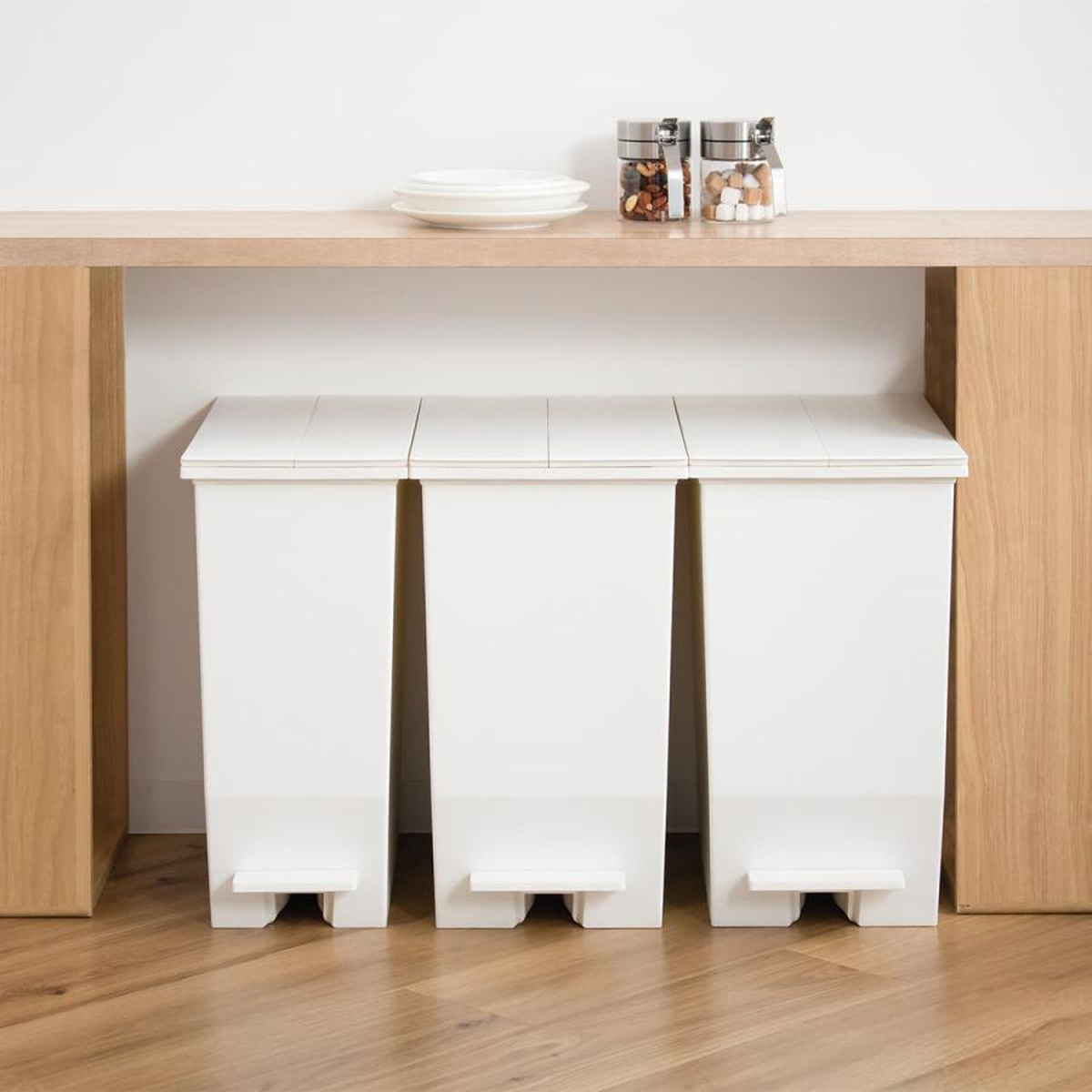 特典付き ゴミ箱 45L SOLOW ソロウ 同色3個セット ペダルオープンスリム （ ごみ箱 45リットル 同色 3個 ペダル式 ふた付き 両開き 分別 棚下 スリム ）_21