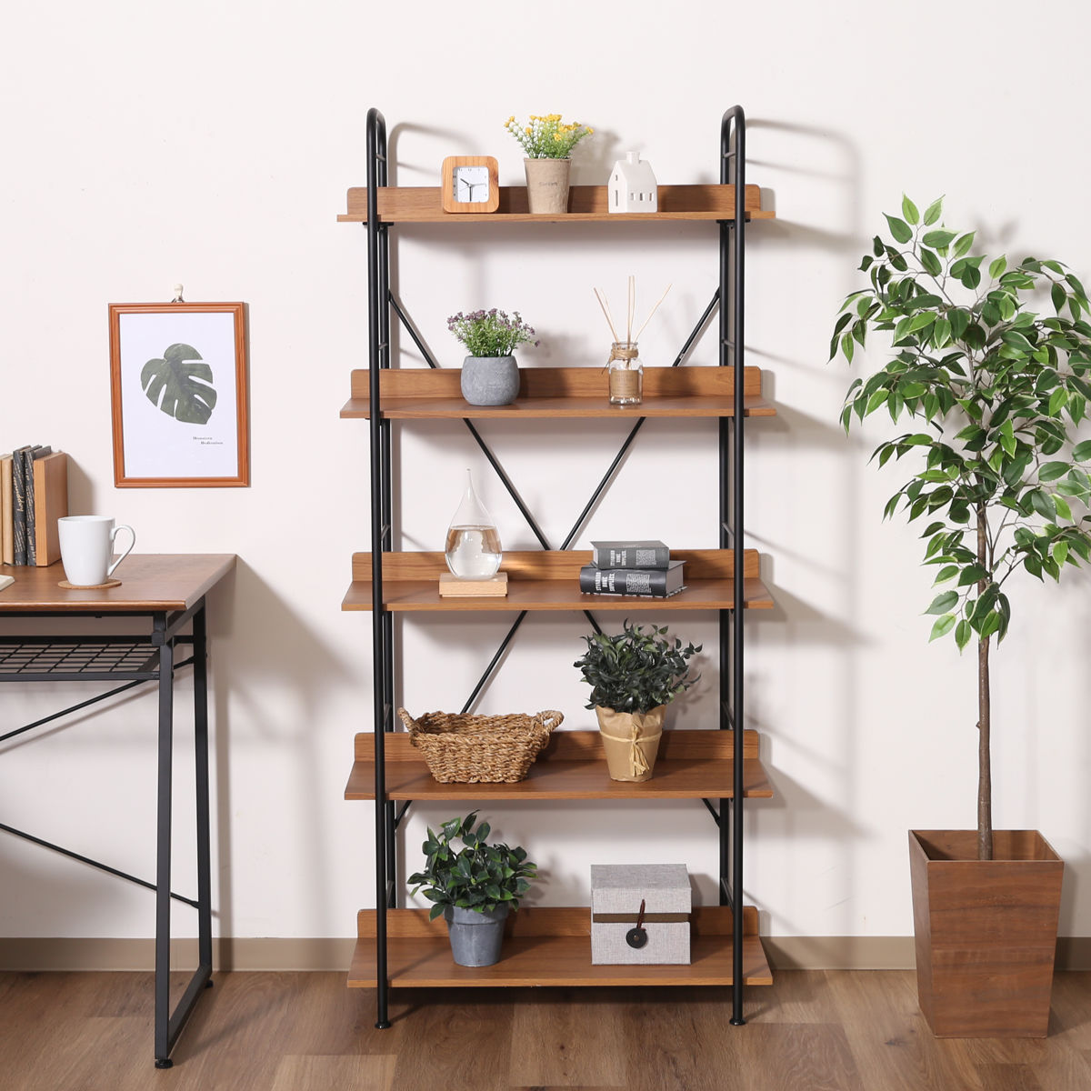 ラック　飾り棚 不二貿易（Fuji Boeki） オープンシェルフ 幅71cm 5段 ブルックリン調