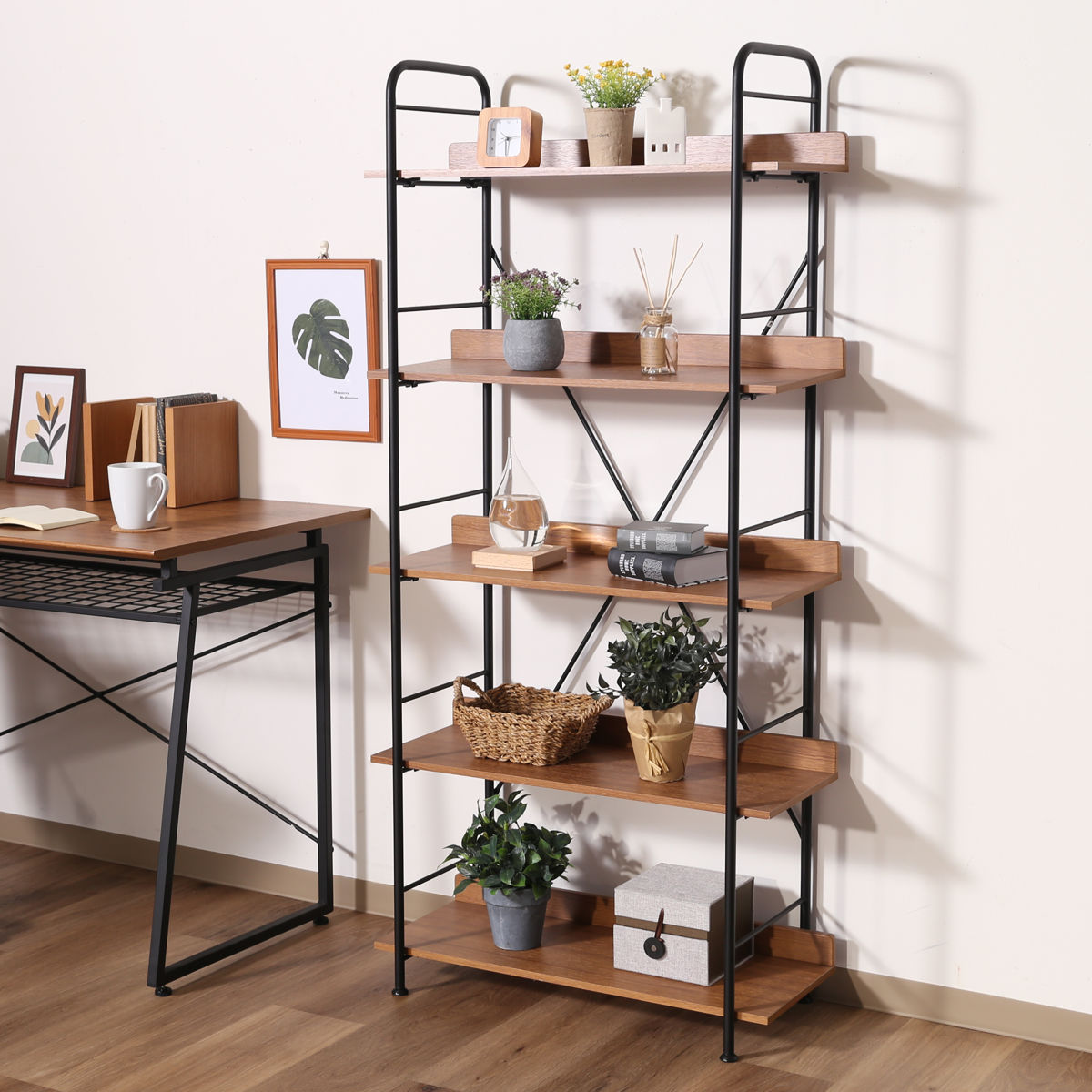 不二貿易（Fuji Boeki） オープンシェルフ 幅71cm 5段 ブルックリン調