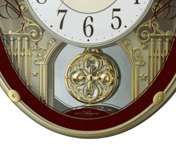 RHYTHM 振り子時計 スモールワールドプラウド 18曲収録 電波時計