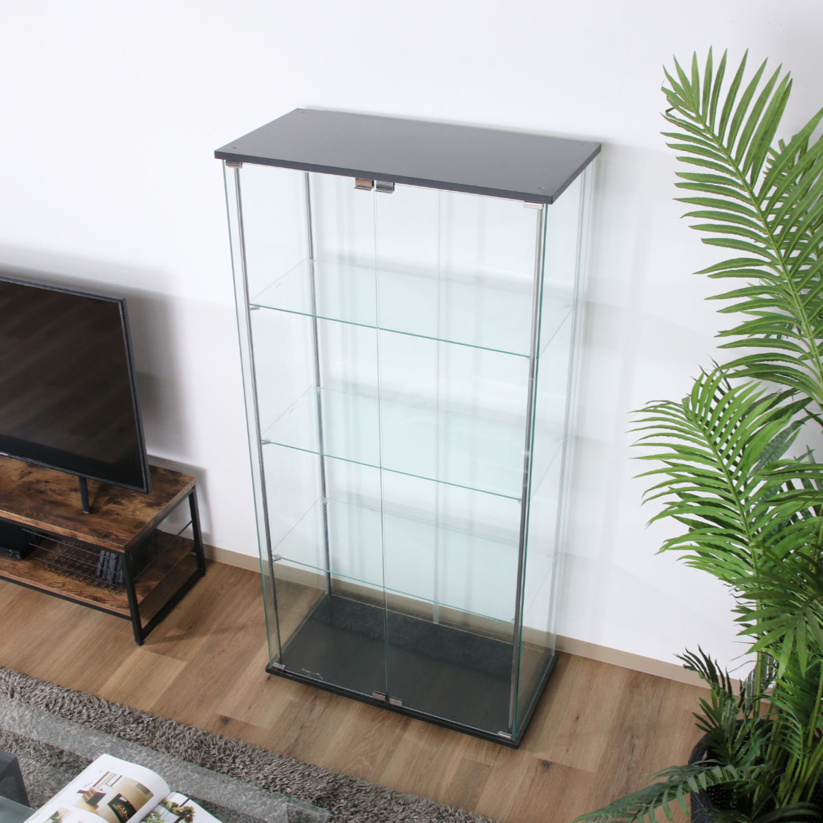 ガラスケース 4段 オープンタイプ コレクションケース（送料込み） C/D:98880] ガラスコレクションケース（クリア）4段 TMG－G130