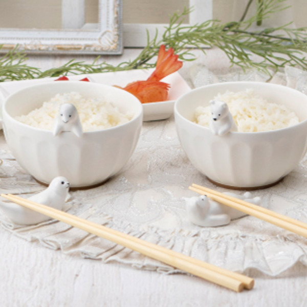 飯碗 茶碗 WHITEZOO フィギュア付き 皿 食器 磁器 （ お茶碗 立体 白