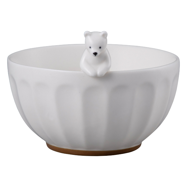 白色 陶器 茶碗 木製箱付き 飯碗 茶碗 WHITEZOO フィギュア付き 皿 食器 磁器 （ お茶碗 立体 白