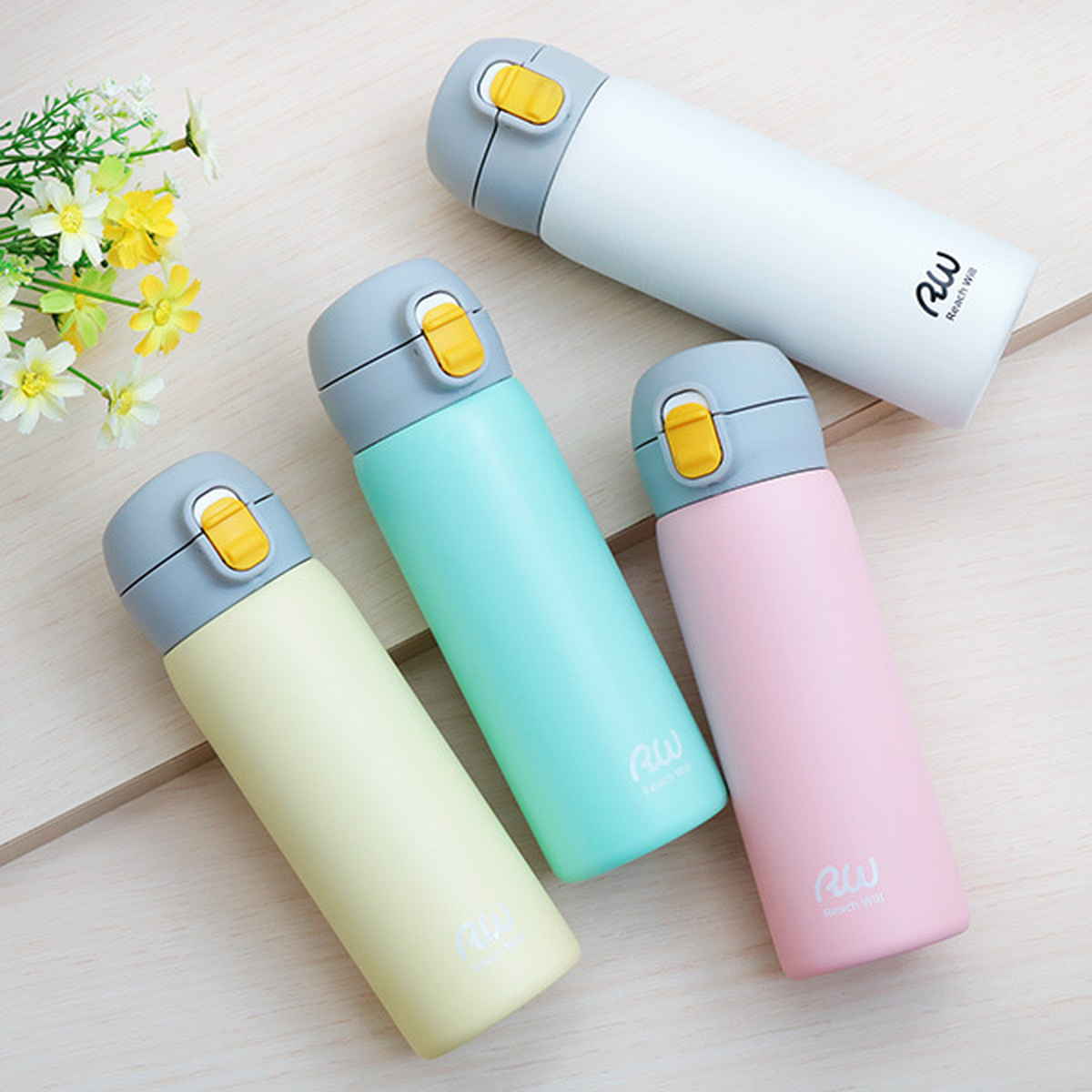 水筒 マグ 480ml ワンタッチ ステンレス パステルカラー （ 保温 保冷