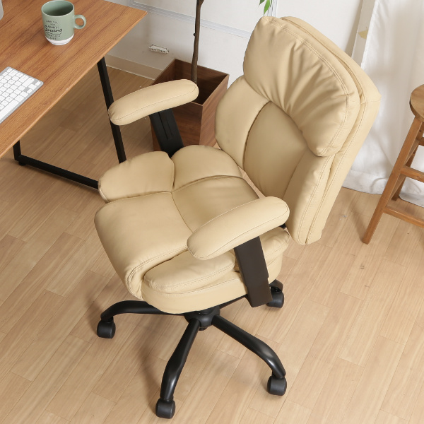 不二貿易（Fuji Boeki） デスクチェア 座面高44〜52cm レザー調