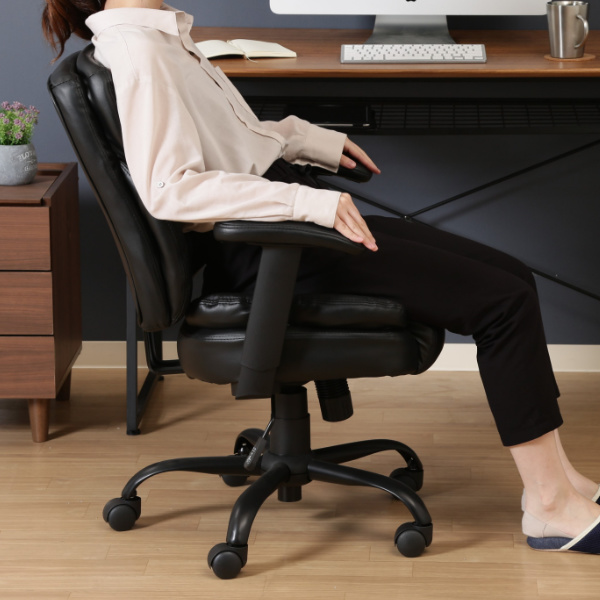 不二貿易（Fuji Boeki） デスクチェア 座面高44〜52cm レザー調