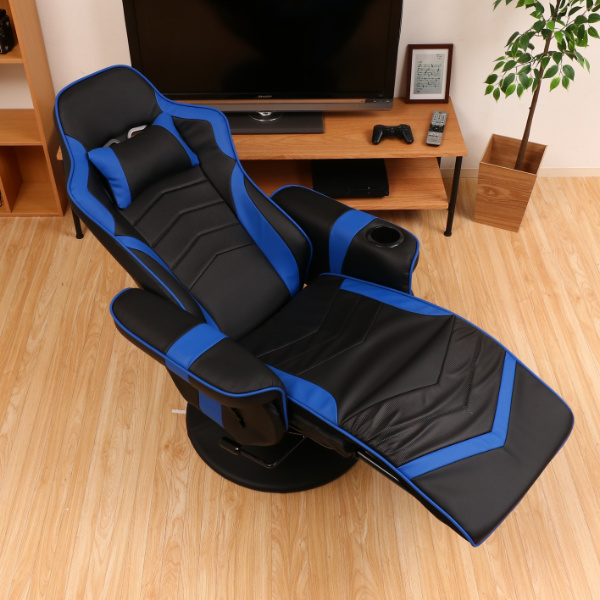 NEWゲーミングチェア フットレスト付　新品 不二貿易（Fuji Boeki） ゲーミングチェア 座面高46〜51cm