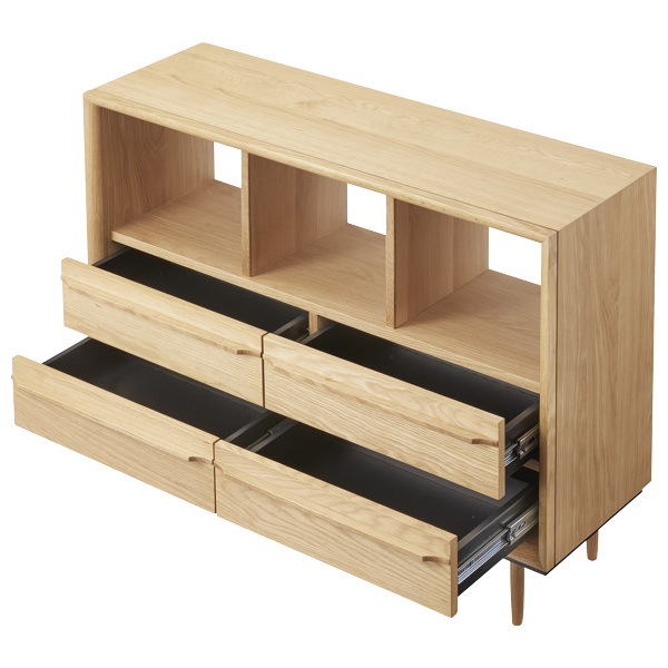 東谷 チェスト 2段 オープン棚 北欧風 天然木 TIMO 幅100cm （ 収納