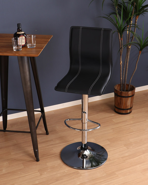 ブラックデザインhigh chair（ハイチェアー） 不二貿易（Fuji Boeki） カウンターチェア 座面高57〜78cm 高さ調整
