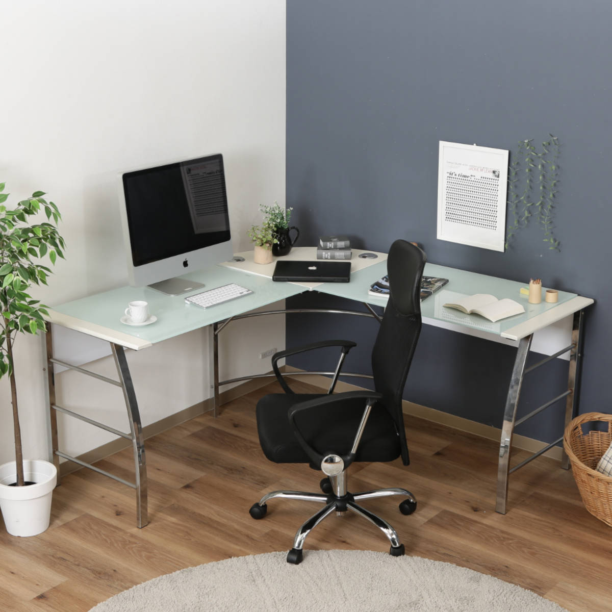 不二貿易（Fuji Boeki） ワークデスク L字デスク 幅156cm パソコン